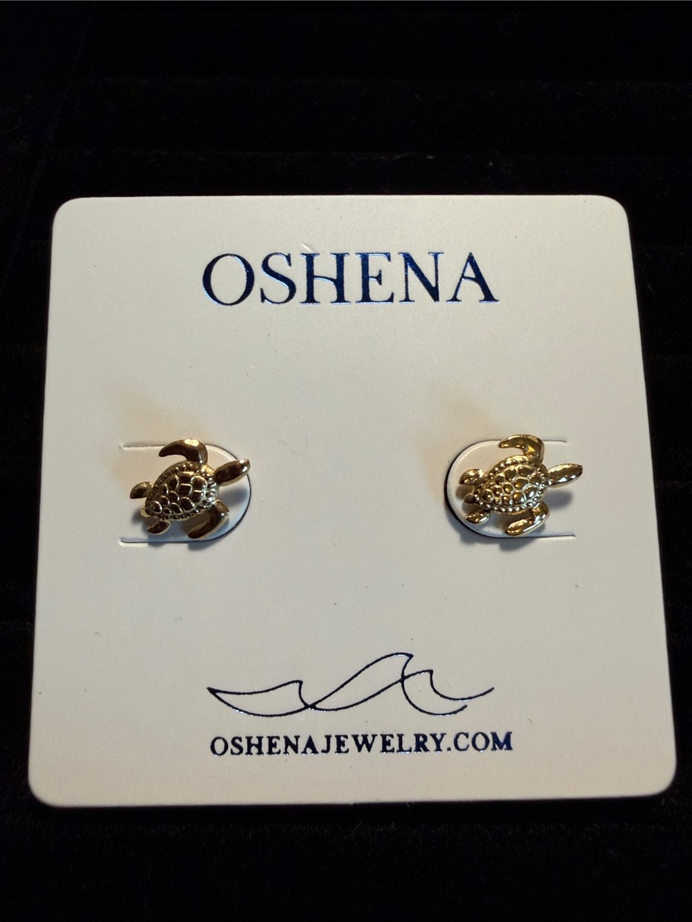 Gold Sea Turtle Stud Earrings